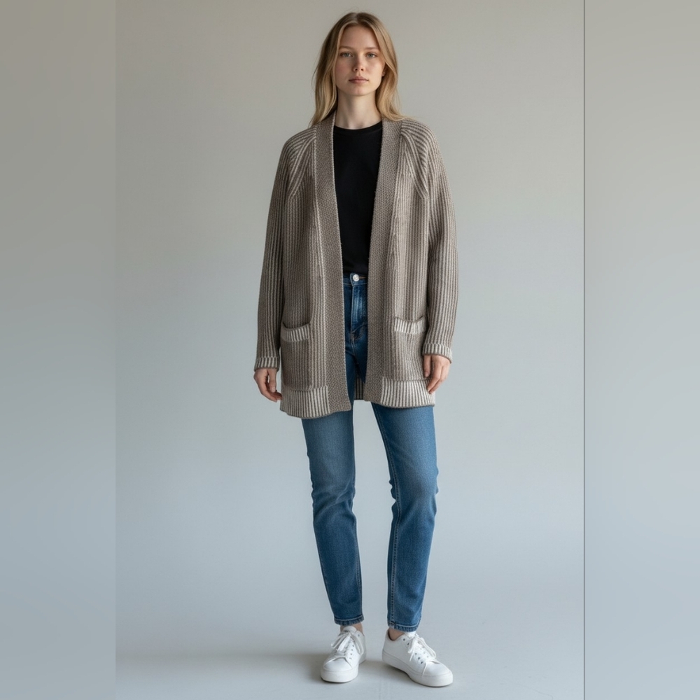 Elisabetta Ribbed Open-Front Cardigan Sweater - Picture 2 of 8